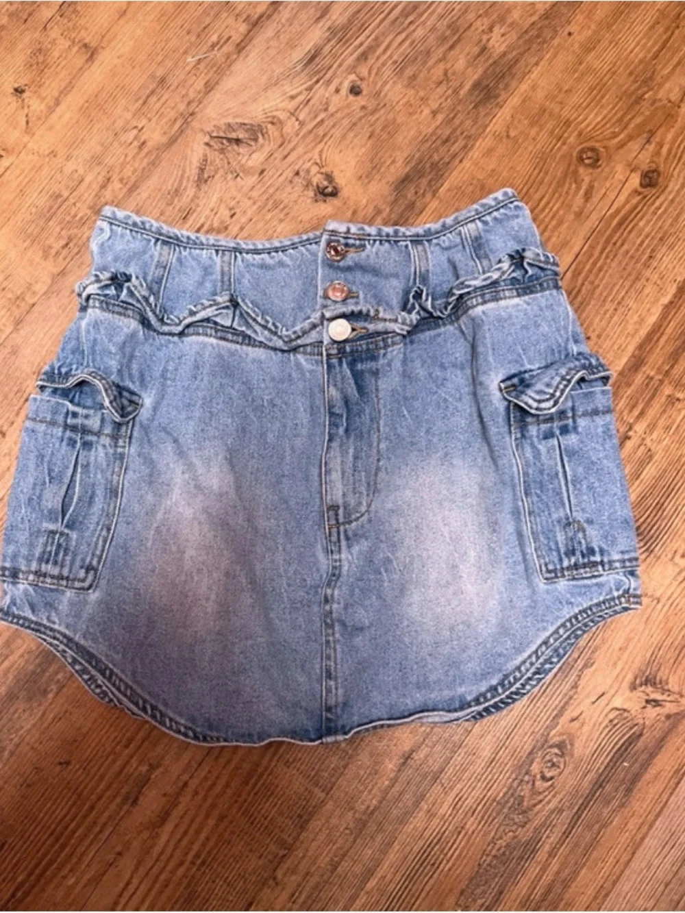 Forever 21 Light Blue Denim Mini Skirt with Cargo Pockets